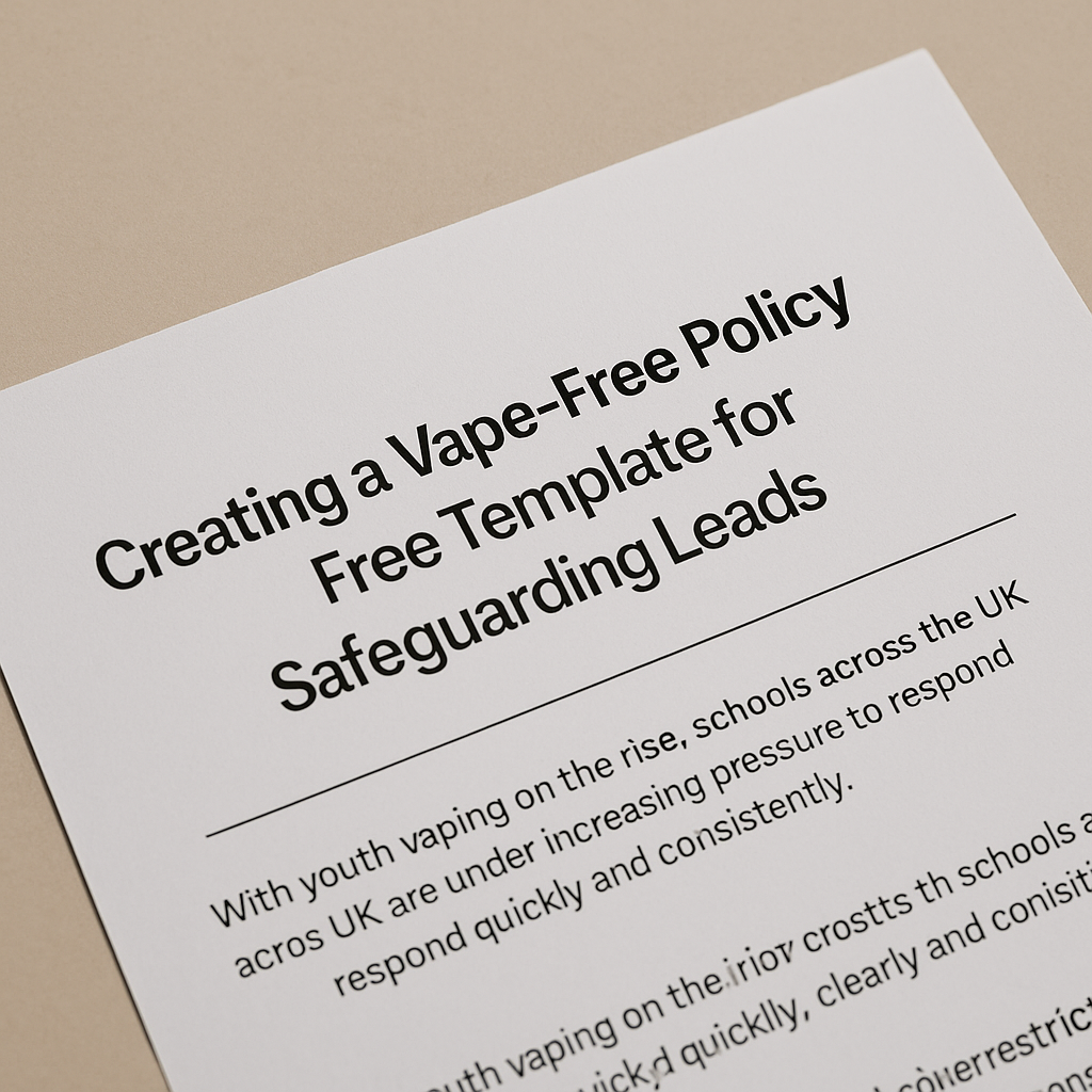 Printed vape-free policy template for safeguarding leads