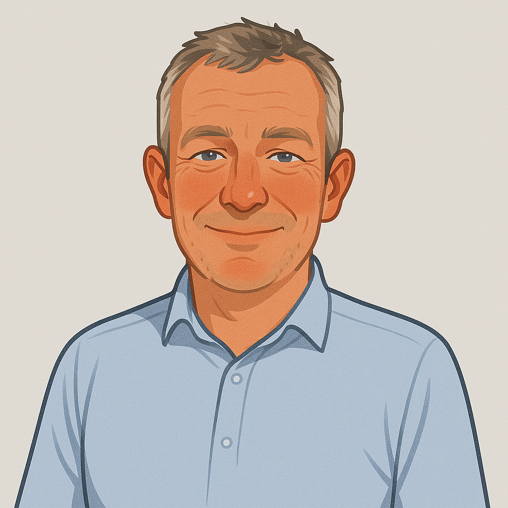 Illustrated portrait of investor Stuart Murray