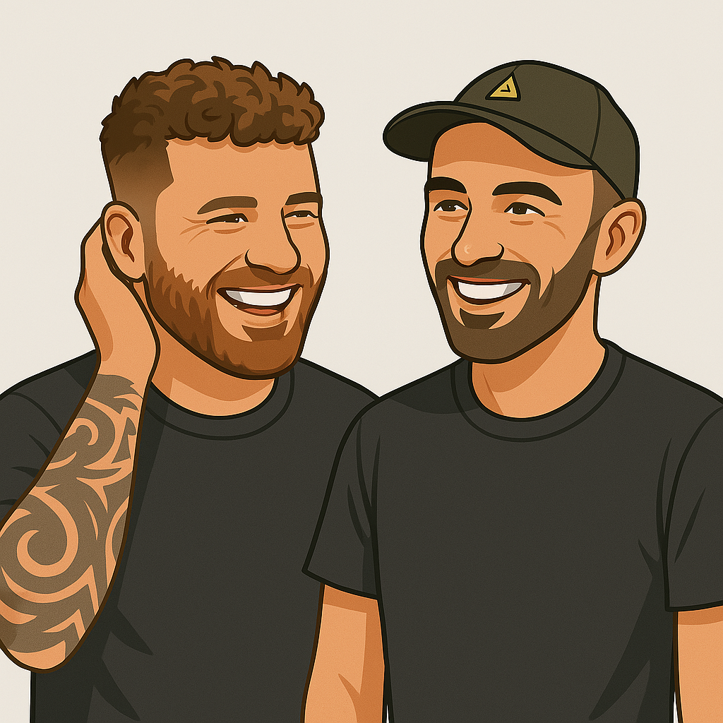Illustrated portrait of the two Green Snow investors